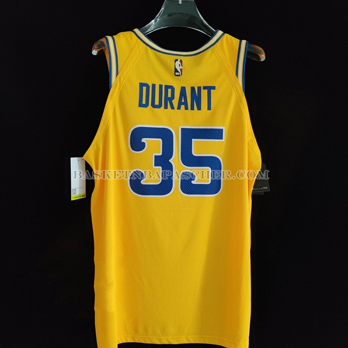 Maillot Golden State Warriors Kevin Durant NO 35 Hardwood Classic Authentique Jaune